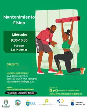 La próxima semana comienza el taller de Mantenimiento Físico para personas mayores en el Parque de las Huertas