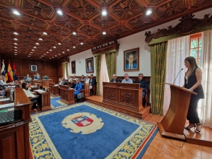 La presidenta de la Asociación ChapoTEA da lectura en el Pleno a un manifiesto por el Día Mundial de Concienciación sobre el Autismo