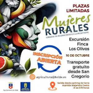 Transporte gratuito para participar en la excursión a la Finca Los Olivos enmarcada en la celebración por el Día de la Mujer Rural en Telde