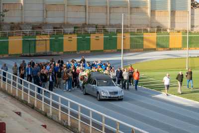 Gáldar dice adiós a Venancio Monzón Mendoza en la Ciudad Deportiva que lleva su nombre