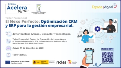 Taller Presencial “El nexo perfecto: Optimización de CRM y ERP para la gestión empresarial” organizado por la Oficina Acelera Pyme para entornos rurales de la Mancomunidad de Ayuntamientos del Norte de Gran Canaria