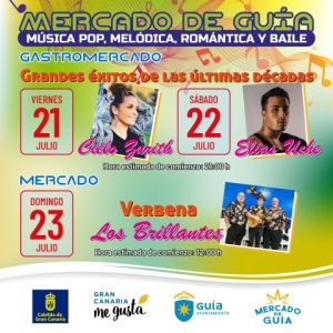 Conciertos y verbena este fin de semana en la zona Gastro del Mercado de Guía con Cielo Urith, Elias Uche y Los Brillantes