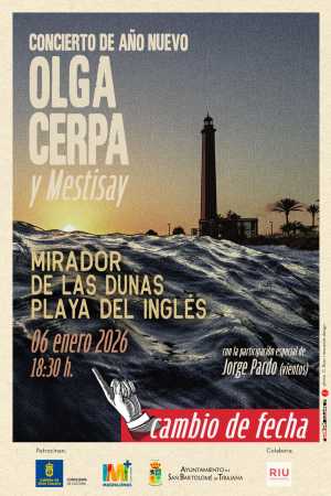 Se aplaza al día 6 de enero el concierto de Olga Cerpa y Mestisay en el Mirador de las Dunas