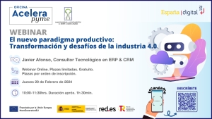 Webinar “El nuevo paradigma productivo Transformación y desafíos de la industria 4.0” organizado por la Oficina Acelera Pyme para entornos rurales de la Mancomunidad de Ayuntamientos del Norte de Gran Canaria