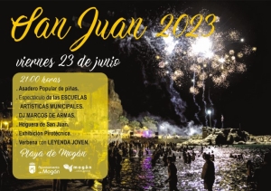 San Juan con asadero de piñas, espectáculo, hoguera, fuegos artificiales y verbena en  la playa de Mogán