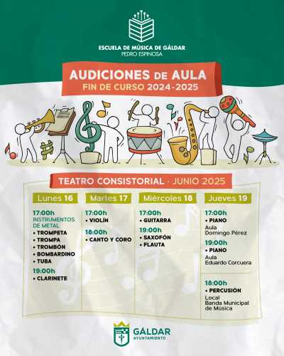 La Escuela Municipal de Música de Gáldar cierra el curso con nueve audiciones del 16 al 19 de junio