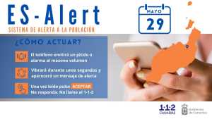 El sistema de aviso a la población en caso de emergencia ES-Alert se prueba en Lanzarote el miércoles 29 de mayo