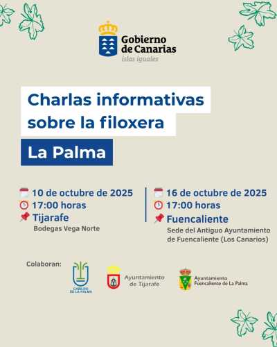 El Gobierno de Canarias y el Cabildo de La Palma organizan en la isla dos charlas informativas sobre la filoxera