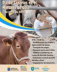 El Mercado de Guía se suma a la festividad del Día de Canarias con sancocho, exhibición y talleres de deportes autóctonos, trasquilada de ovejas y la música de la A.C.R. Estrella y Guía
