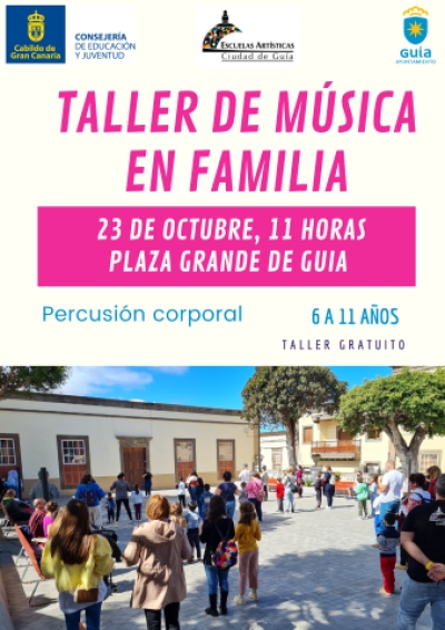 Taller de Percusión Corporal para niños este domingo en la Plaza Grande de Guía