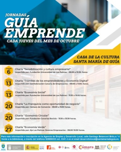 Las Jornadas ‘Guía Emprende’ abordan este jueves los trámites para el inicio de la actividad emprendedora y las  subvenciones al empleo autónomo