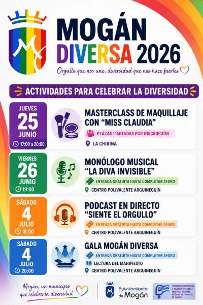 Mogán Diversa, del 25 de junio al 4 de julio con actividades por el Orgullo