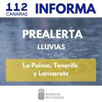 El Gobierno de Canarias actualiza la prealerta por lluvias en Lanzarote y la mantiene en La Palma y Tenerife