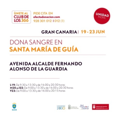 La unidad de donación de sangre estará en Guía desde hoy hasta este viernes 23