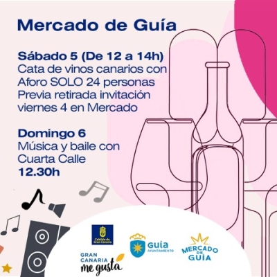 Cata de vinos canarios y actuaciones musicales, este fin de semana en el Mercado de Guía