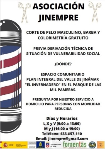 El proyecto Barberos Solidarios de Jinámar, en el marco del Plan Integral, suma un servicio a domicilio para personas con movilidad reducida