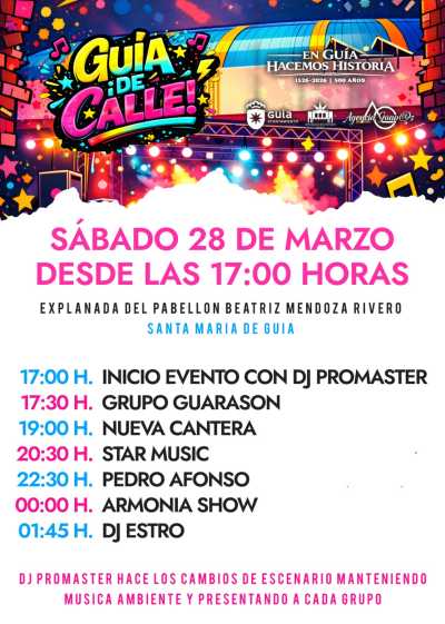 Armonía Show, Star Music y Guarasón, este sábado en el ‘Guía, ¡de Calle!’ con más de 10 horas de música, food trucks, barras y una gran pista americana