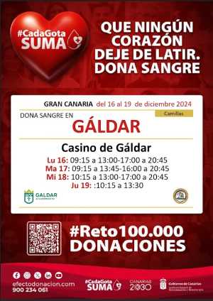 El ICHH pone en marcha una campaña de donación de sangre de lunes 16 a jueves 19 en el Casino de Gáldar