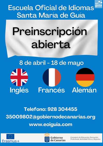 La Escuela Oficial de Idiomas de Guía tiene abierta ya la preinscripción hasta el próximo 18 de mayo