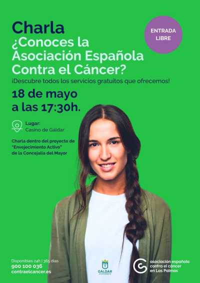 Envejecimiento Activo impulsa el lunes una charla en el Casino sobre los servicios de la Asociación Española Contra el Cáncer