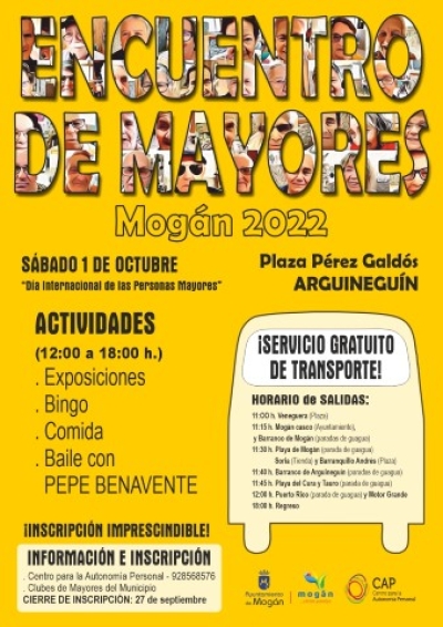 Mogán organiza un encuentro festivo para los mayores del municipio el 1 de octubre