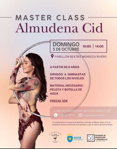 Almudena Cid, gimnasta olímpica, impartirá una masterclass en el Pabellón Beatriz Mendoza Rivero de Guía