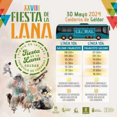 Gáldar habilita cuatro aparcamientos especiales y Global refuerza la Línea 106 para la Fiesta de la Lana del jueves 30 de mayo