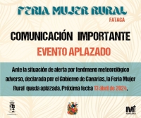 Se aplaza la I Feria Mujer  Rural de este sábado en Fataga