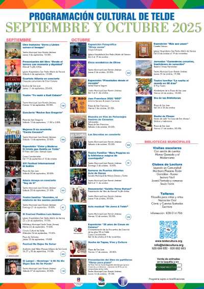 prensa  Adjuntos 14:15 (hace 3 horas) para  Telde presenta una programación cultural con más de 30 iniciativas muy variadas para septiembre y octubre