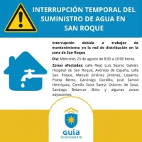 Interrupción temporal del suministro de agua de abasto, este miércoles 23 de agosto, por obras de mantenimiento en la red