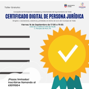 Participación Ciudadana imparte este viernes una nueva edición del taller sobre certificado digital para persona jurídica